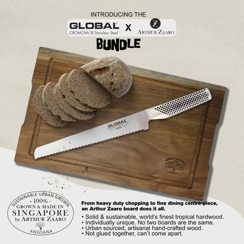Global G-9 Bread & Arthur Zaaro Angsana Carving Board Bundle